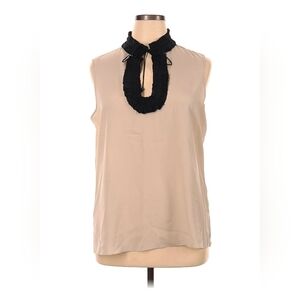 Ann Taylor Sleeveless Beige Blouse with Black Trim (XL)